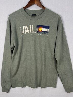 Prairie Mountain Green Men M Long Sleeve Vail Graphic Tee